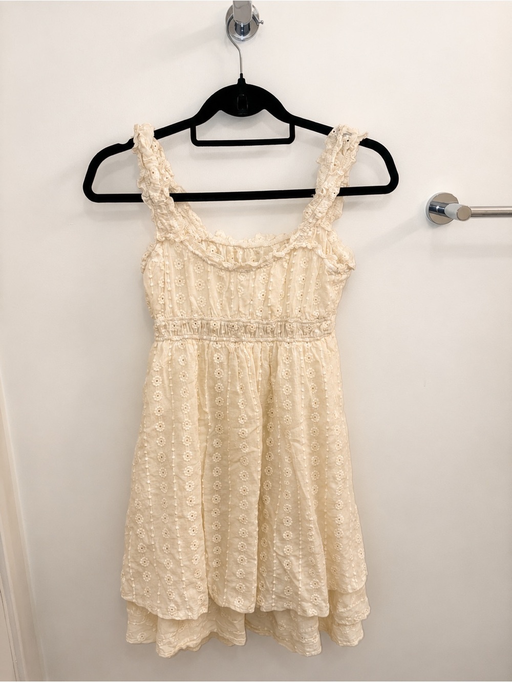 Yellow Eyelet Sundress with Ruffled Straps